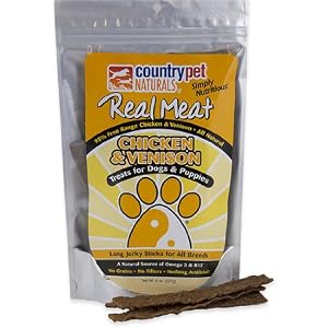 CountryPet Naturals Chicken and Venison Jerky Strips, 8 oz. by 