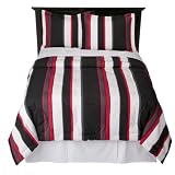 Striped Down Comforter - Black/ Red