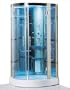 LineaAqua Leo 38 x 38 Blue Glass Corner Semi Circle Spa Steamroom Shower Enclosure, Matte Chrome