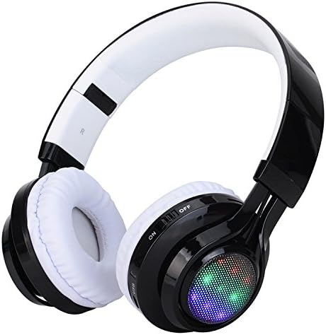 Generic AB005 Wireless Bluetooth Over-ear Headset Headphones Powerful Deep Bass with Built-in Mic,SD Card Slot and Colorful LED Changing for iPhone 6s, Samsung, Smartphones(White)