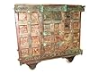 Antique Console Chest on Wheels Hand Carved Storage Trunk Sideboard Indian Furniture