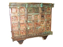 Decorative -Antique Carved Teak Buffet Original Patina Sideboard Chest
