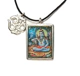 Shiva, Hindu Deity Full Color Pendant on Cord Necklace