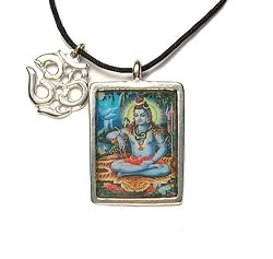 Shiva, Hindu Deity Full Color Pendant on Cord Necklace