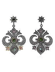 925 Sterling Silver Multi-Color Tourmaline Gem Stone Cz Handmade Designer Dangle Females Gold Plated New Fashion Style Earrings Jewelry