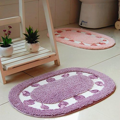 DreamInn Oval Non-slip Doormat Absorbent Doormat Floor Mat Bath Mat Bathroom Shower Rug Bedroom Living Room Carpet (Purple)