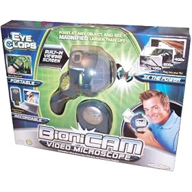 EyeClops Portable Recordable Bionicam Video Microscope that Plugs to Your TV with Removable USB Drive, LCD Video Screen, Digital Control Panel, EZ Grip Texture and Multi-Zoom Adjustment Magnification (100x, 200x and 400x)