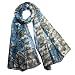 Abstracted Blue Gray Rose Cotton Sheer Long Scarf Shawl Sarong