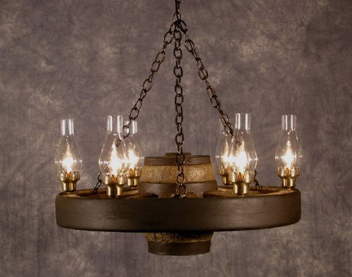 30 inch Rustic 6 Wheel Chandelier