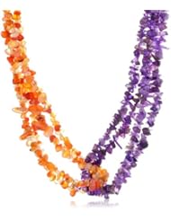 Sterling Silver Amethyst and Carnelian Necklace, 16"+2" Extender