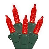 Set of 70 LED Red M5 Mini Christmas Lights - Green Wire
