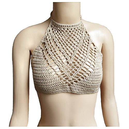 Anself Women Sexy Crochet Crop Top Boho Knitted Beach Cami Bra Tank Top