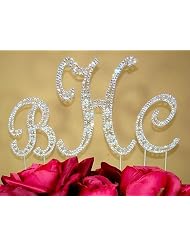 Swarovski Crystal Monogram Cake Topper Vintage Style - Letter H by 