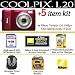 Nikon Coolpix L20 10MP Digital Camera (Deep Red) With Coolpix 4GB Accessory Kit Includes 4GB Memory + 2 Year Nikon Extended Warranty + Case + AA Batteries and Charger + More