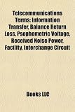 Telecommunications Terms: Information Transfer, Balance Return Loss, Psophometric Voltage, Received Noise Power, Facility, Interchange Circuit