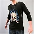 Ed Hardy Clothing - Mens Flaming Skull Long Sleeve Tee - CR21211-FLMSKLL