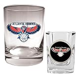 Atlanta Hawks NBA Rocks Glass & Square Shot Glass Set - Primary Logo