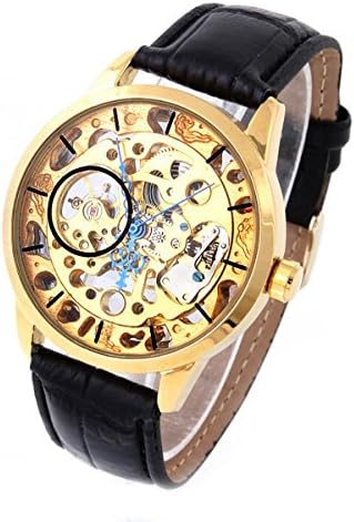 SunShine Day Hand Wind Watch Winner Gold Skeleton Men Mechanical Watches Leather Strap Sports Watches New ping
