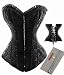 Satin Black Vintage Lace Up Steel Boned Corset Basque with G-String, Size M(8-10), makes you look glamorous!