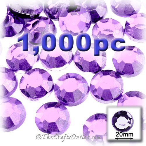 1,000pc Rhinestones Round 20mm - Lavender Light Purple or Light Amethyst