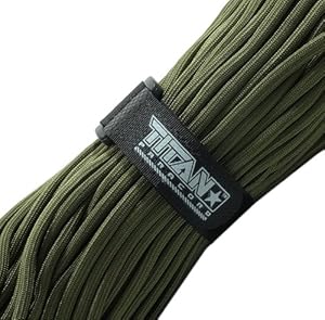 TITAN MIL-SPEC 550 Paracord / Parachute Cord, Olive Drab, 103 Continuous Feet, 620 lb. Breaking Strength - Authentic MIL-C-5040, Type III, 7 Strand, 5/32
