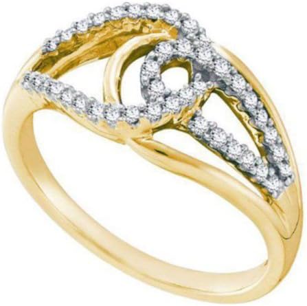 0.25 cttw 14k Yellow Gold Diamond Love Knot Engagement Ring, 10mm (Sizes 3-11)