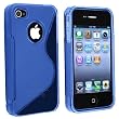 Blue TPU Rubber Skin Soft Cover Case For AT&T Verizon Sprint Apple iPhone 4 4S