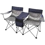 Stansport Apex Double Chair with Table-Navy w/ Grey