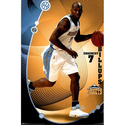 Professionally Framed Denver Nuggets (Chauncey Billups) Sports Poster Print - 24x36 with RichAndFramous Black Wood Frame