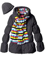 Pink Platinum Girls' Puffer Coat with Stripe Scarf and Hat