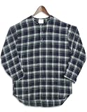 Hampton House Lounge Wear - Mens Long Sleeve Flannel Plaid Nightshirt, Navy, Green (Size Medium)