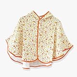 ブルーム 日本製 4重ガーゼ ベビーポンチョ (お花畑オレンジ）