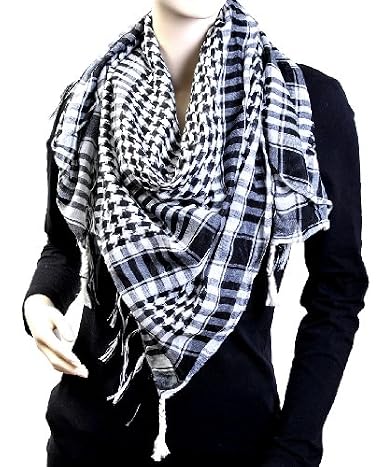 Houndstooth Square Shawl, White and Black