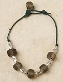 Black Recycled Glass and Hill Tribe Silver Bracelet - Bead and Cord Color May Vary Slightly