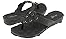 Capelli New York Woven Textured Injected Hooded Thong with Glitter Faux Leather Flowers Ladies Flip Flop