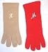 Set of Two Imported Red and Beige Angora Wool Gloves Reinforced By Nylon Fibers Trimmed Customer Chosen Monogram Letters.