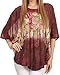 Sakkas Ellesa Ombre Tie Dye Circle Poncho Blouse Shirt Top with Sequin Embroidery