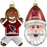 NFL Arizona Cardinals Blown Glass Gingerbread Man & Santa Cap Ornament 2-Pack