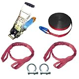 Slackstar SL81786-20 Slackline Set super stream, rot mit schwarzer Kante, 20 m