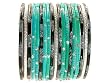 Beachcombers! Ethnic Glass Indian Wedding Bridal Bollywood Bangles Belly Dance Bracelets Set Turquoise Black