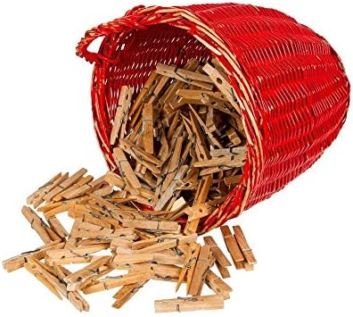 Laundry Clips - Wooden Clips - Wood Clothespins with Spring - 100 Pack