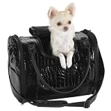 Dog Pet Croc Faux Leather Carrier Tote Black S