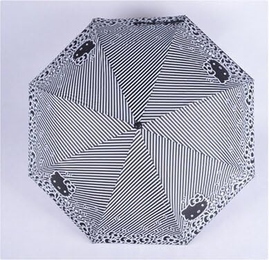 Black Stripe Hello Kitty Open Close Folding Light Portable Umbrella