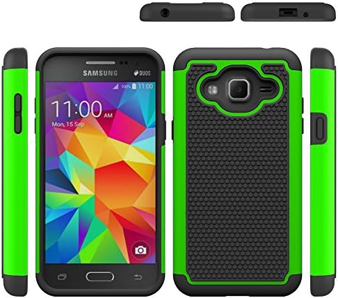 Galaxy J3 Case,[Non-slip][Shock Absorption] Hybrid Armor Defender Protective Case for Samsung Galaxy J3(Express Prime/Amp Prime ) ( green)