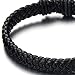 COOLSTEELANDBEYOND Classic Mens Black Braided Leather Bracelet Wristband Genuine Leather Wrap Bracelet