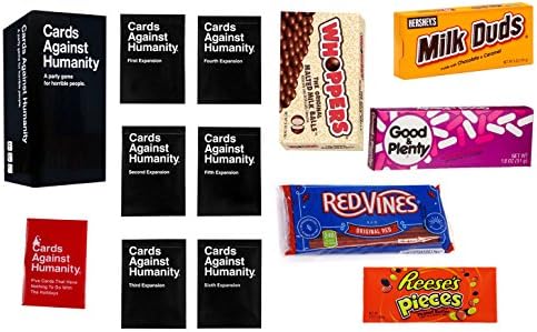 ACTIVITY & SNACK GIFT BOX: CARDS AGAINST HUMANITY Let's Play Cards The Ultimate Gift Basket. Age 17+