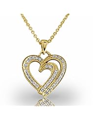 14KT Yellow Gold Unique Diamond Heart Shaped Pendant with Milgrain Detailing. 1/3 CTW