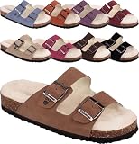BEARPAW Sunflower Womens Slip-On Shoes Flats Sandals Genuine Sheepskin Suede Lined