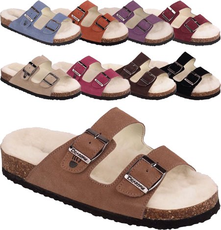 BEARPAW Sunflower Womens Slip-On Shoes Flats Sandals Genuine Sheepskin Suede Lined