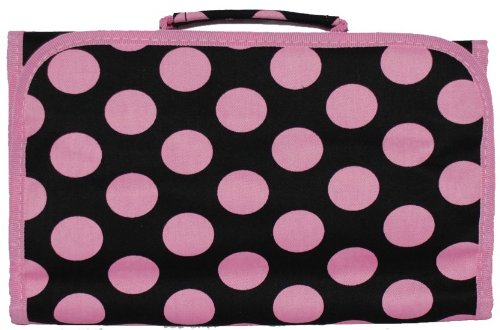Black & Pink Polka Dot Hanging Cosmetic Bag